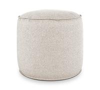 Deshome Pouf da esterno e interno - Pouf poggiapiedi tondo Ø 60 cm da giardino idrorepellente sfoderabile, Puff design moderno per divano soggiorno camera da letto Light Pouf Beige