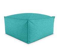 Deshome Pouf poggiapiedi 100x100x50 cm idrorepellente, imbottitura sfoderabile per esterno interno: Puff design per divano soggiorno camera da letto, Puff, Pouffe salotto Light Pouf (Verde turchese)