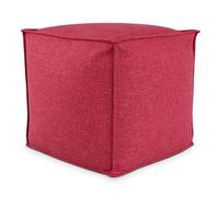 Deshome Pouf poggiapiedi 50x50x50 cm con imbottitura sfoderabile idrorepellente per esterno interno: Puff design per divano soggiorno camera da letto, Puff Pouffe salotto Light Pouf (Rosso)