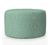 Deshome - Pouf poggiapiedi divano Ø 80 cm tessuto bouclé: Pouf design moderno per divano soggiorno camera da letto Puff poggiapiedi Pouffe salotto Iside Salvia