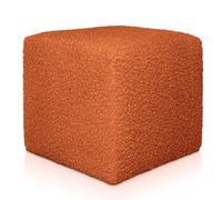 Deshome - Pouf poggiapiedi divano 43x43x44 cm bouclé: Pouf design moderno per divano soggiorno camera da letto Puff poggiapiedi Pouffe salotto Diana (43x43x44 cm, Rame)