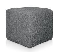 Deshome - Pouf poggiapiedi divano 43x43x44 cm bouclé: Pouf design moderno per divano soggiorno camera da letto Puff poggiapiedi Pouffe salotto Diana (43x43x44 cm, Grigio grafite)