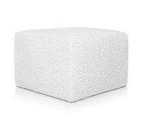 Deshome - Pouf poggiapiedi divano 63x63x44 cm bouclé: Pouf design moderno per divano soggiorno camera da letto Puff poggiapiedi Pouffe salotto Diana Bianco