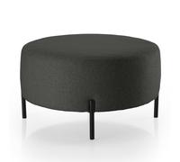 Deshome Pouf poggiapiedi rotondo 80 cm stoffa Idrorepellente: Pouf divano soggiorno camera da letto, Pouffe salotto Gea Nero grafite Piedino in ferro