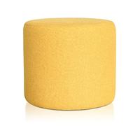 Deshome Pouf poggiapiedi tondo Ø 50 cm stoffa Idrorepellente: Pouf design moderno per divano soggiorno camera da letto, Puff poggiapiedi, Pouffe salotto Venere (Giallo)
