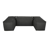 Deshome - Salottino da giardino esterno interno 220x110 cm, Pouf divanetto 3 pezzi rettangolare morbido: Puff divano con imbottitura sfoderabile design moderno - Light Pouf (Nero grafite)