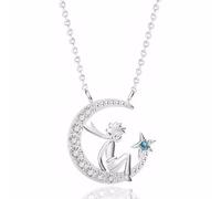 DESHOME Stella Zircone Piccolo Principe Collana S925 Argento Clavicola Catena Ciondolo Gioielli Regalo San Valentino/Festamento Ricevimento/Anniversario per Lei, Moglie, Argento