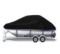 DESHVA 420D Generale Heavy Duty Trailerable Boat Cover, 11-27FT Copertura Protettiva per Barche in Tessuto Oxford Resistente ai Raggi UV per Scafo a V Tri-Scafo Nero,16 * 18FT=636 * 332CM