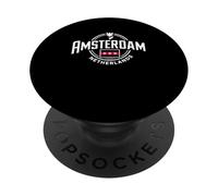 Design a cerchio vintage per viaggi nella città di Amsterdam PopSockets PopGrip Adesivo
