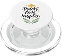 Design a croce con scritta "Teach Love Inspire Teacher Faith Based" PopSockets PopGrip per MagSafe