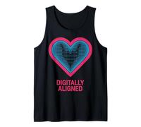 Design a Cuore Neon Allineato digitalmente - Retro Tech Canotta