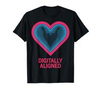 Design a Cuore Neon Allineato digitalmente - Retro Tech Maglietta