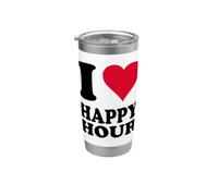 Design a cuore rosso "Ich liebe Happy Hour" Bicchiere termico in acciaio inox doppia parete