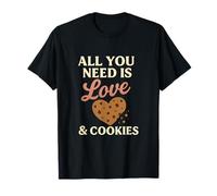 Design a Forma di Cuore con Scritta all You Need Is Love & Cooki Maglietta