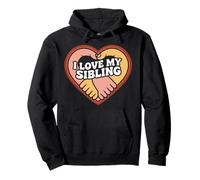 Design a forma di cuore con scritta «I love my sibling» Felpa con Cappuccio