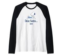 Design a Forma di Lettera Natalizia di Snoopy Dear Santa Maglia con Maniche Raglan