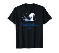 Design a Forma di Lettera Natalizia di Snoopy Dear Santa Maglietta