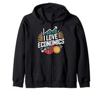 Design a Forma di Moneta Grafica I Love Economics Felpa con Cappuccio