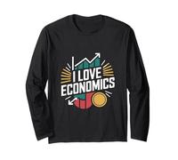 Design a Forma di Moneta Grafica I Love Economics Maglia a Manica