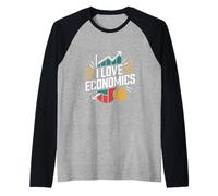 Design a Forma di Moneta Grafica I Love Economics Maglia con Maniche Raglan