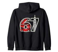 Design a Forma di Numero 67 Red Bus del Big Ben London Felpa con Cappuccio