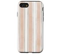 Design a righe verticali ad acquerello beige e tortora Custodia per iPhone SE (2020) / 7 / 8
