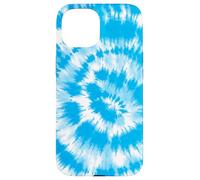 Design a spirale blu e bianco tie dye | Groovy Retro Fun Custodia per iPhone 15
