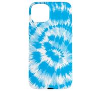 Design a spirale blu e bianco tie dye | Groovy Retro Fun Custodia per iPhone 15 Plus