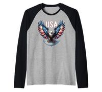 Design a tema bandiera americana con aquila patriottica USA Maglia con Maniche Raglan