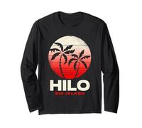 Design al Tramonto di Hilo Big Island Hilo Beach Hawaii Maglia a Manica