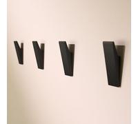 Design Amburgo Ganci adesivi forte | Appendi accappatoio bagno | Porta asciugamani bagno adesivo | Appendini bagno e ganci cucina | Design Moderno | 4 Pezzi | Appendi asciugamani bagno nero