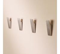 Design Amburgo Ganci adesivi forte | Appendi accappatoio bagno | Porta asciugamani bagno adesivo | Appendini bagno e ganci cucina | Design Moderno | 4 Pezzi | Appendi asciugamani bagno grigio argento