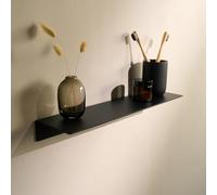Design Amburgo | Mensola da bagno | Ripiano senza forare (Nero satinato, 42 cm)