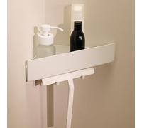 Design Amburgo Mensola doccia angolare senza foratura I Porta sapone per doccia | Mensole Bagno I Portasapone doccia I Mensola Adesiva da Parete I 2 Ganci | Mensola bagno bianco triangolare