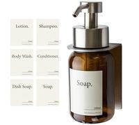 Design Amburgo Porta Sapone Doccia e Bagno in Vetro Autoadesivo | Supporto Dispenser da Parete | Pompa in Acciaio Inossidabile | Senza Buchi | Nero da 250 ml