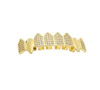 Design Apparecchio Dentale Otto Denti Canini da Vampiro Tutto Zirconi, Placcato Oro e Argento Stile Hip-Hop Gioiello Dentale Unisex Regalo Moda(Gold,Upper teeth)