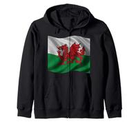 Design araldico con Drago Rosso Galles Felpa con Cappuccio