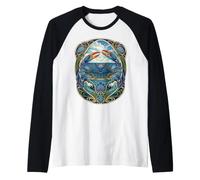 Design Art Nouveau Blue Crab Sea Life Maglia con Maniche Raglan