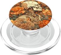 Design Art Nouveau con rose arancioni e cranio PopSockets PopGrip per MagSafe