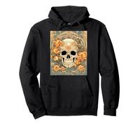 Design Art Nouveau con Rose Color Cranio e Pesca Felpa con Cappuccio