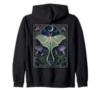 Design Art Nouveau Luna Moth Moon Morning Glory Felpa con Cappuccio