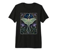 Design Art Nouveau Luna Moth Moon Morning Glory Maglietta Premium