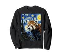 Design Artistico con Panda Rosso Van Gogh Notte Stellata Felpa