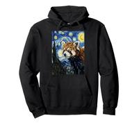 Design Artistico con Panda Rosso Van Gogh Notte Stellata Felpa con Cappuccio