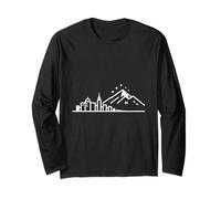 Design Artistico Notturno con Skyline di Montagna minimale da Città a Cima Maglia a Manica