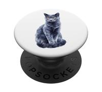 Design artistico per amanti dei felini con occhi gialli e gatti grigi PopSockets PopGrip Adesivo