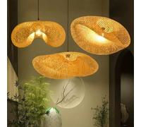 Design Bambù Uccelli Nido Lampadario Tessuto a mano Personalità Onda Cappello Creativo Hot Pot Ristorante Hotel Lampade a sospensione (Senza lampadina)