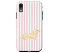 Design bassotto a pelo lungo color crema a righe rosa Custodia per iPhone XR