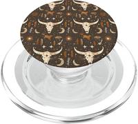Design bohémien con teschio di toro, luna celeste, animale occidentale PopSockets PopGrip per MagSafe
