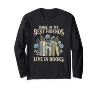 Design Botanico Vintage Amanti dei Libri Amici Maglia a Manica